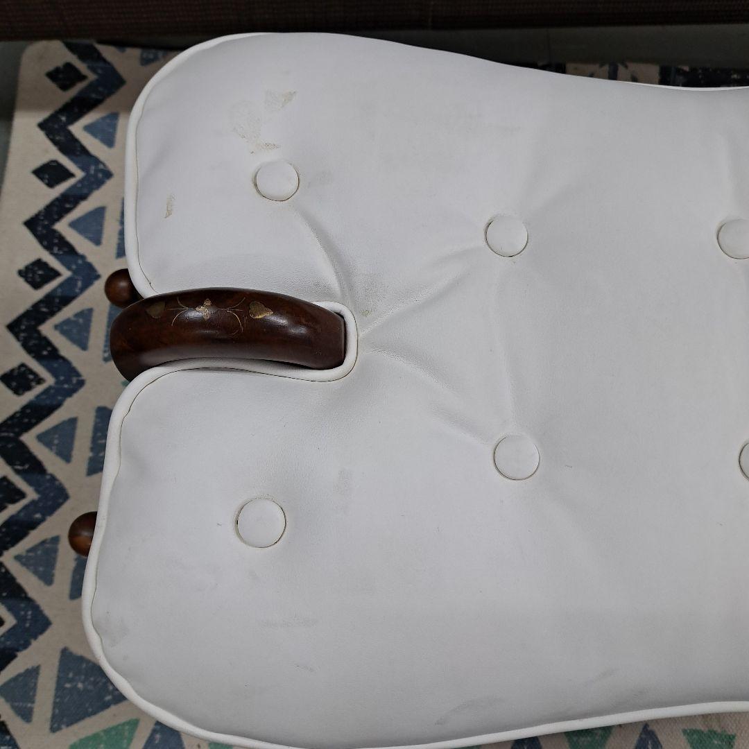 ♡アンティーク　象嵌 　金彩 オットマン チェア スツール 鞍型 白♡