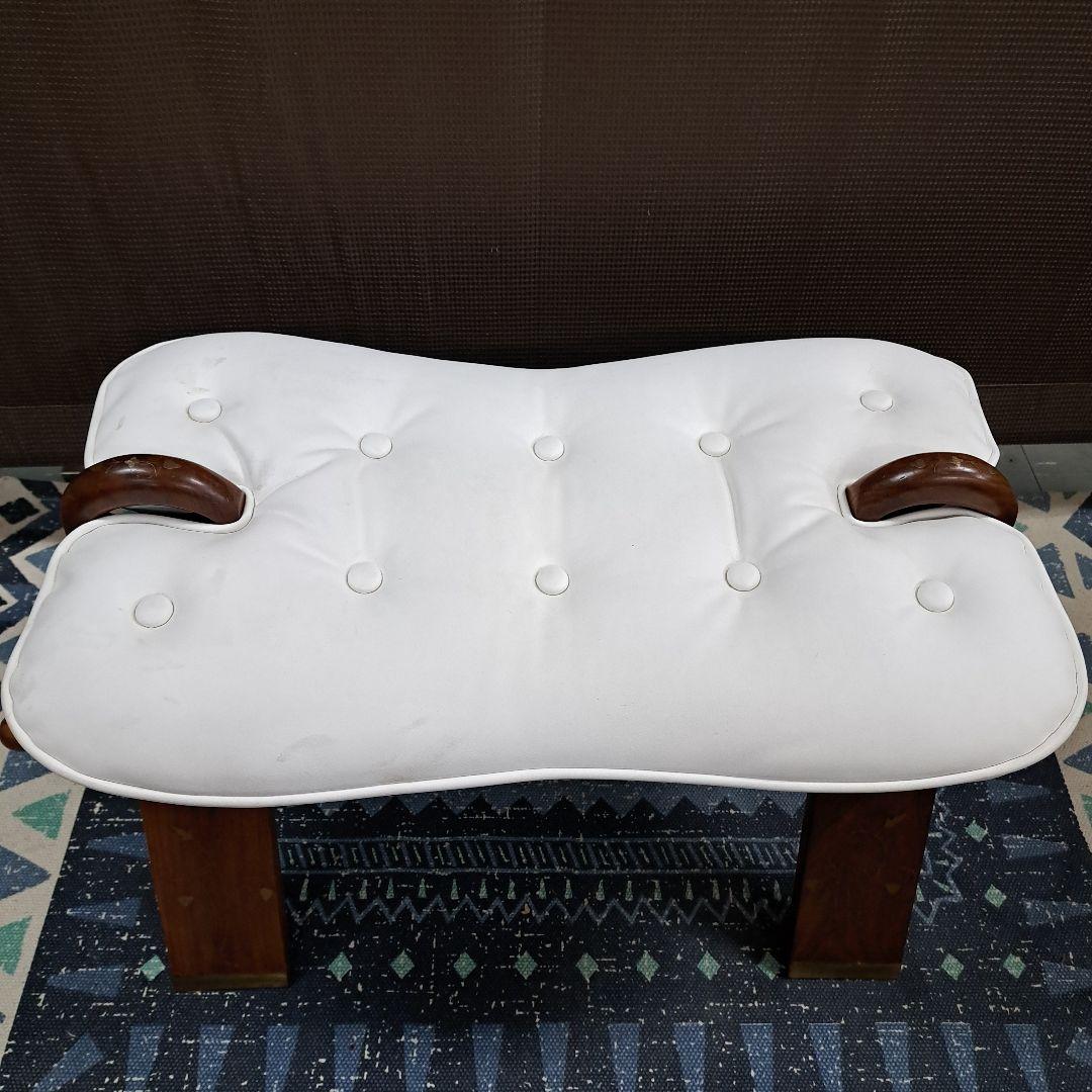 ♡アンティーク　象嵌 　金彩 オットマン チェア スツール 鞍型 白♡