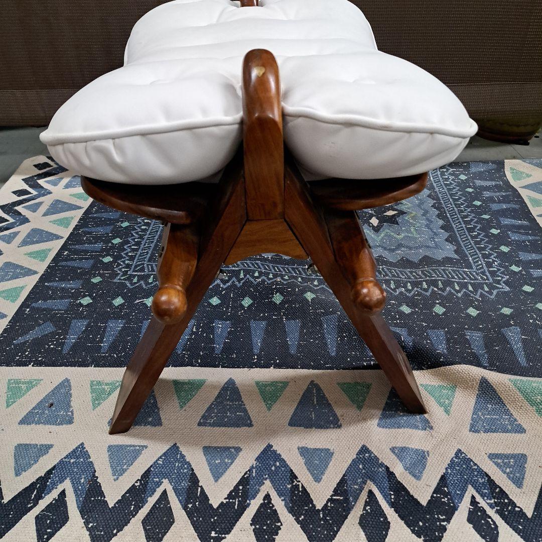 ♡アンティーク　象嵌 　金彩 オットマン チェア スツール 鞍型 白♡