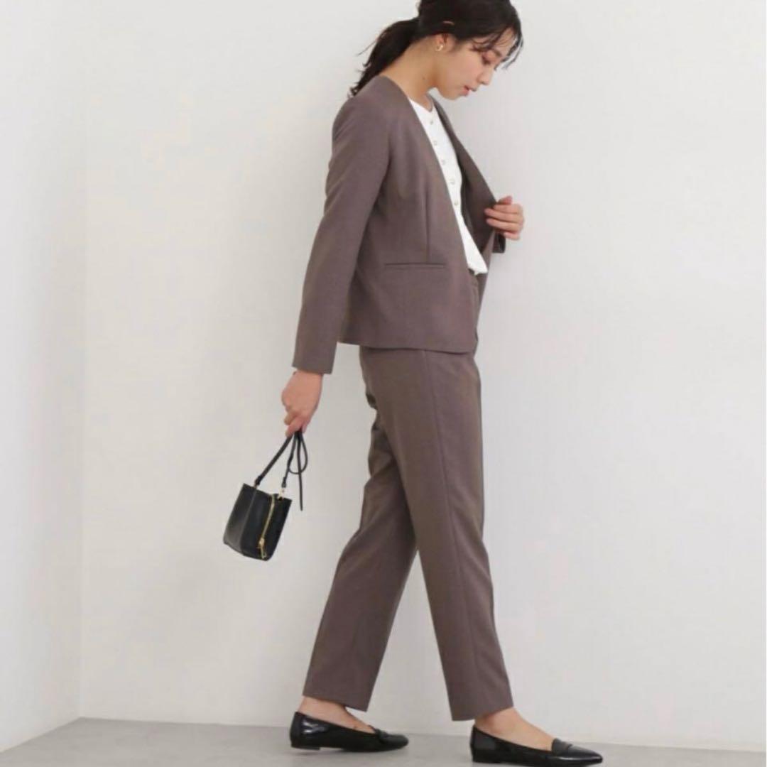 【未使用】ナチュラルビューティーベーシックパンツスーツセットアップ ブラウン S