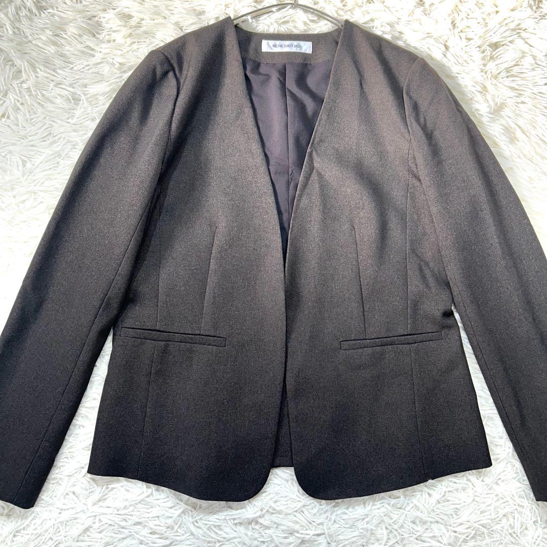 【未使用】ナチュラルビューティーベーシックパンツスーツセットアップ ブラウン S