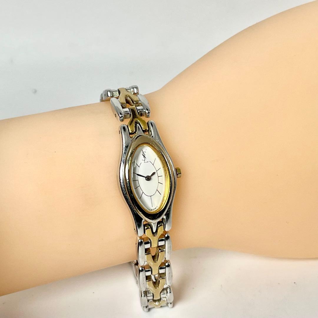 【稼働品】イヴサンローラン クォーツ 腕時計 コンビ 5421-H08314