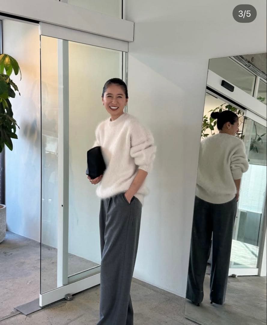 トップス clane BULKY SLEEVE ANGORA KNIT TOPS