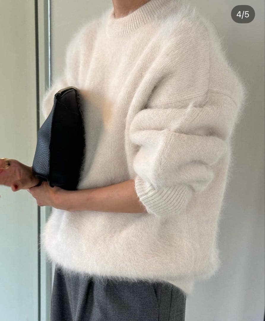 トップス clane BULKY SLEEVE ANGORA KNIT TOPS