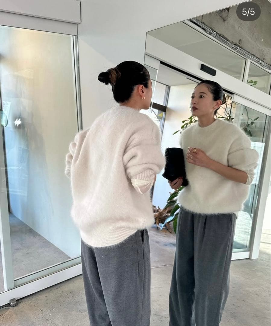 トップス clane BULKY SLEEVE ANGORA KNIT TOPS