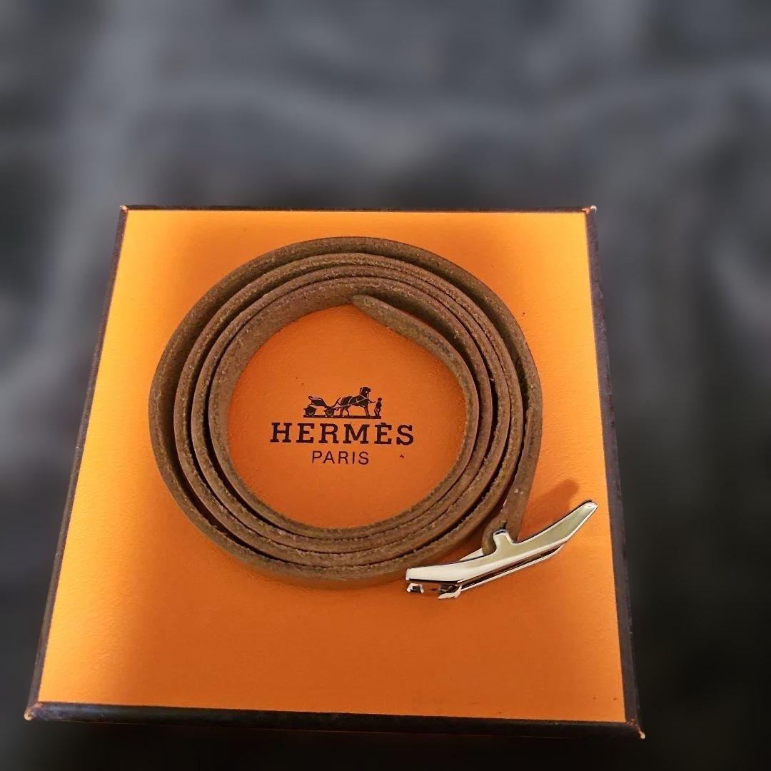 HERMES ブラウン レザー ブレスレット