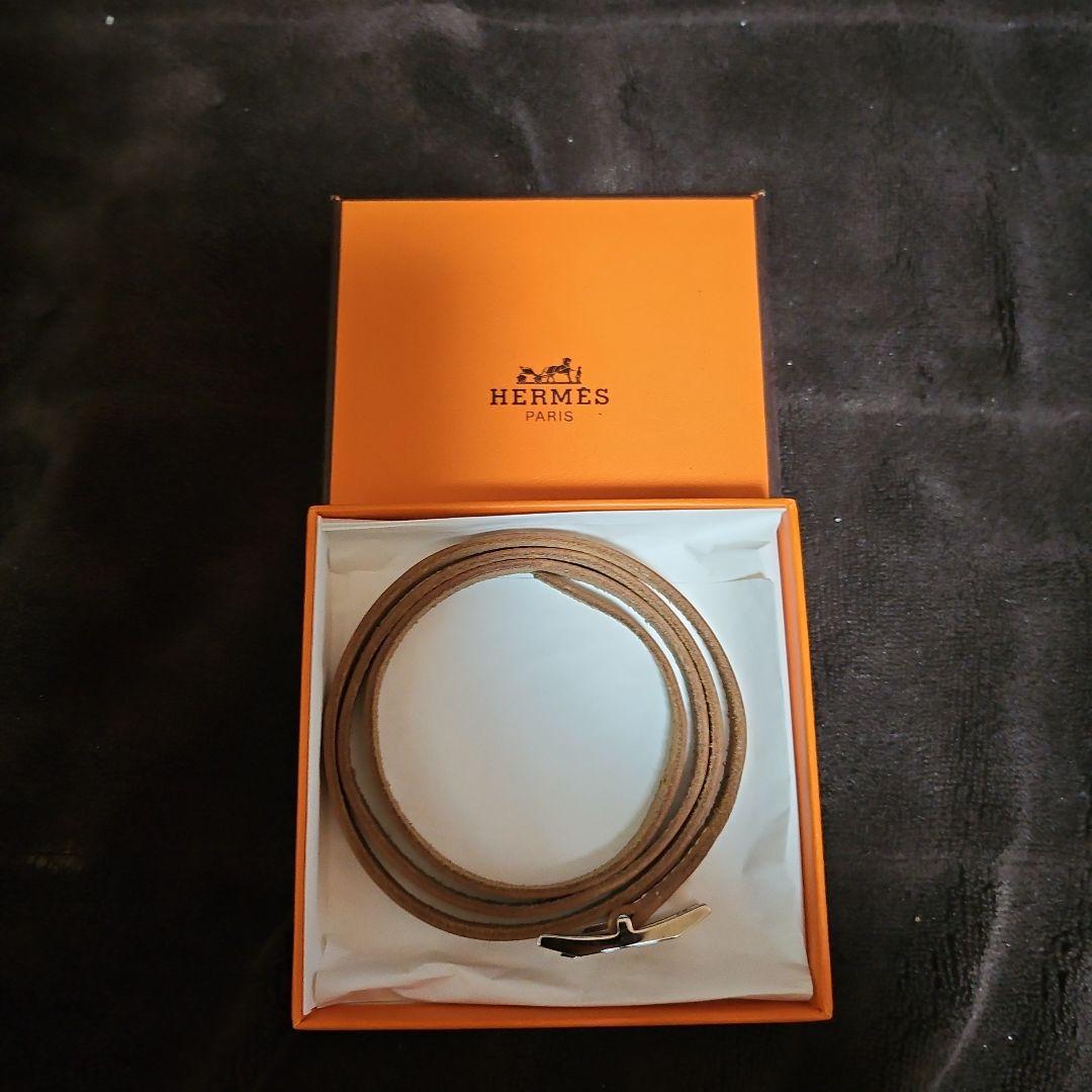HERMES ブラウン レザー ブレスレット
