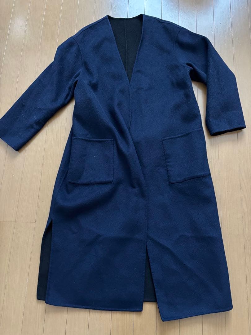 定価約65000円　フレームワーク　リバーシブルロングコート　黒×紺