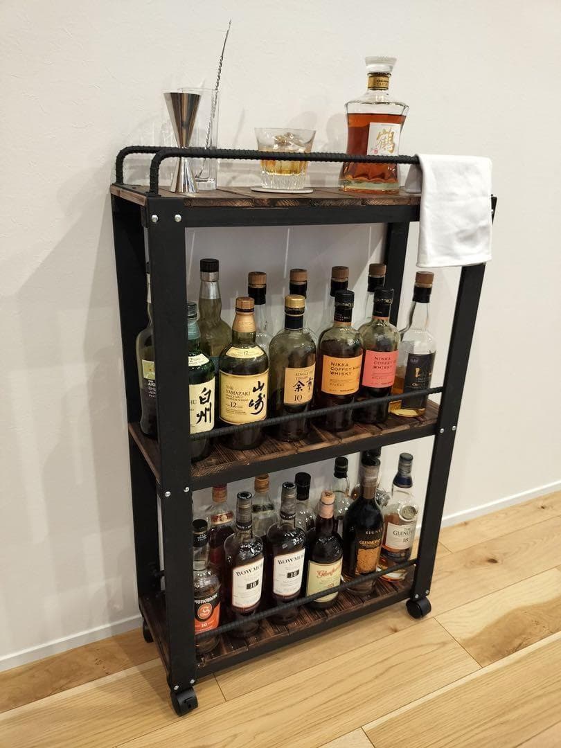 ウイスキーラック　サイドバーワゴンタイプ　男前インテリア　111