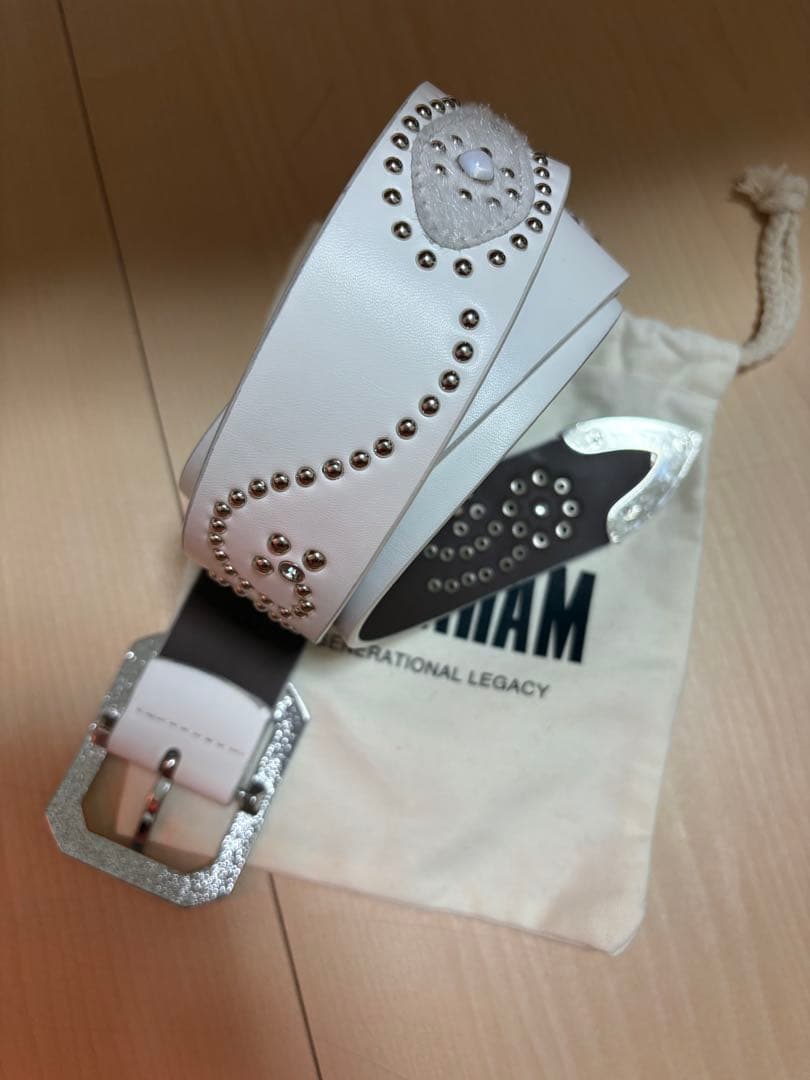 Abraham スタッズベルト 完売品 ホワイト size34-38