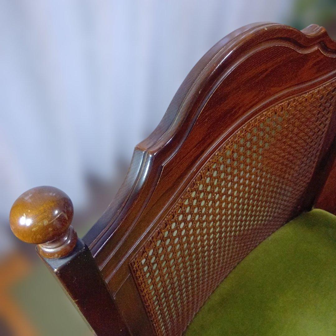 オールドカリモクbackrest-rattan モケットグリーンkarimoku