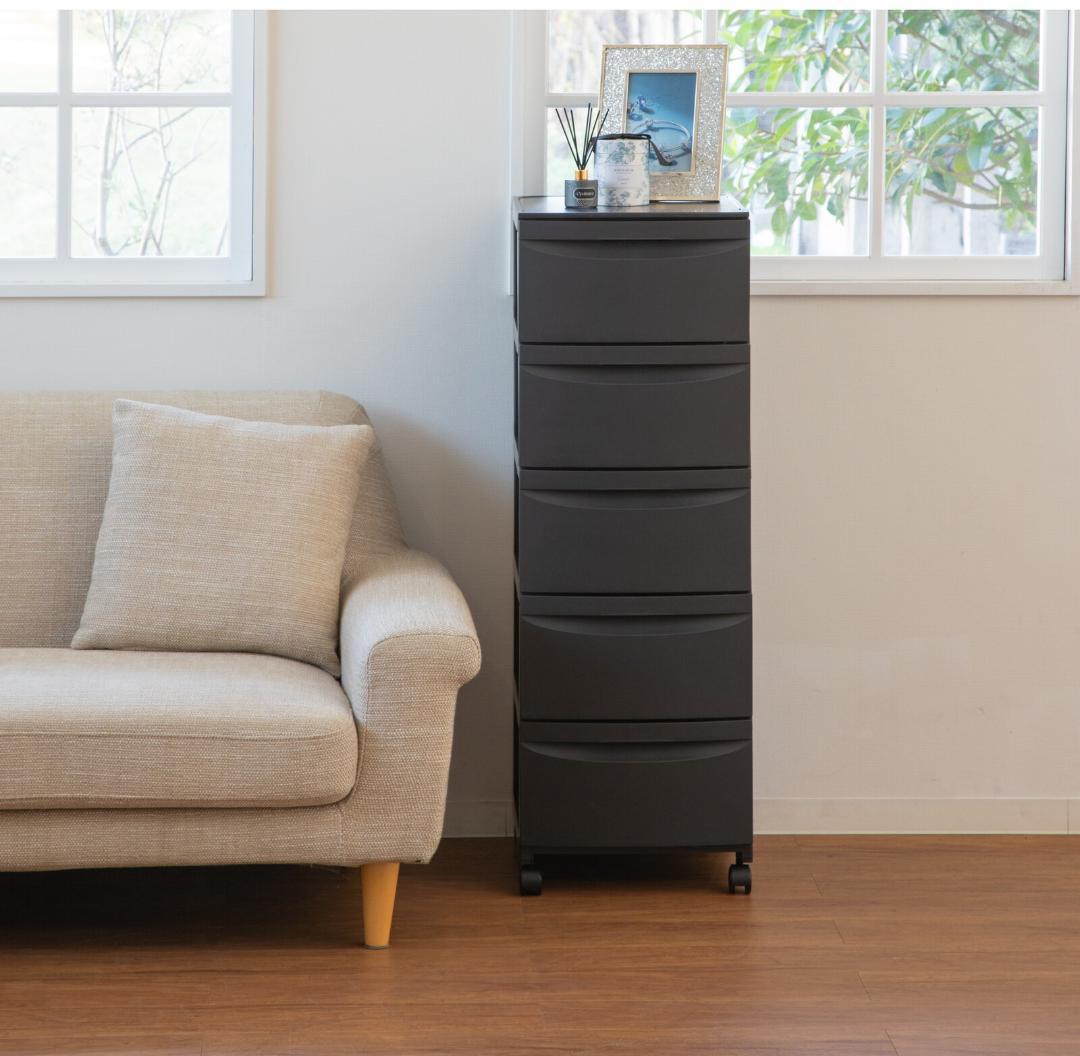 PES CST　収納チェスト　5段　日本製　グレー　スリム