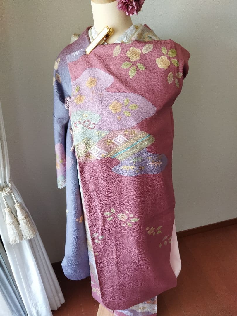 ma-ko様　401.儚く可愛い　振袖7点セット　正絹　フルセット　成人式