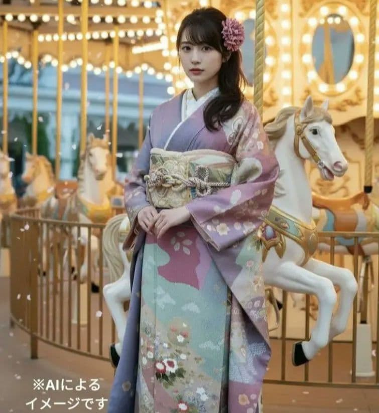 ma-ko様　401.儚く可愛い　振袖7点セット　正絹　フルセット　成人式