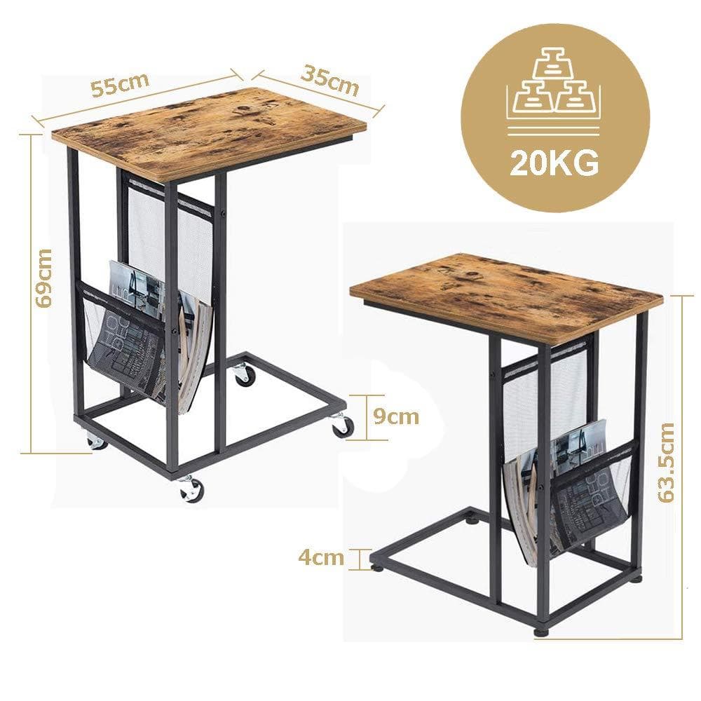 キャスター付き 収納バッグ サイドテーブル コの字型デザイン