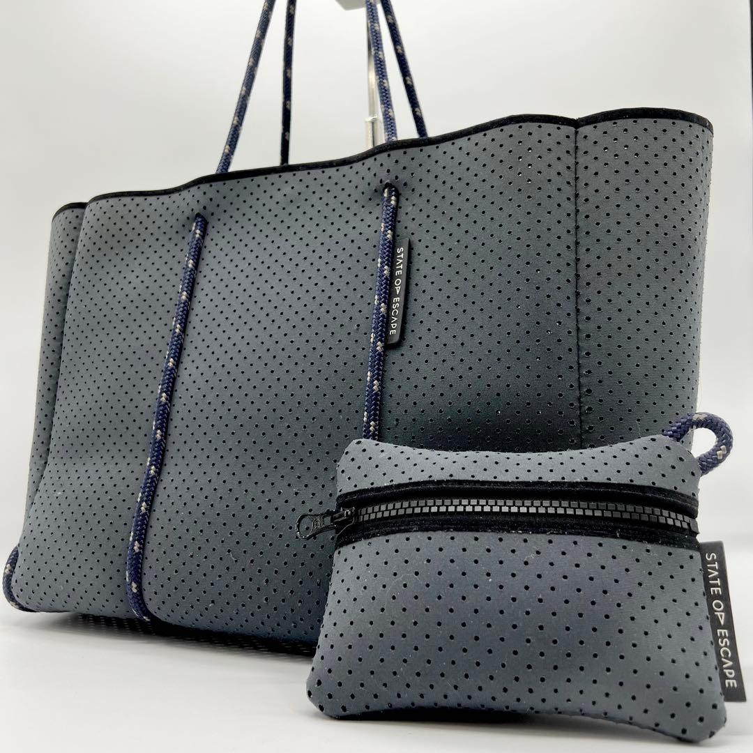 良品✨ステイトオブエスケープ　トートバッグ　フライングソロ　ダークグレー　ポーチ