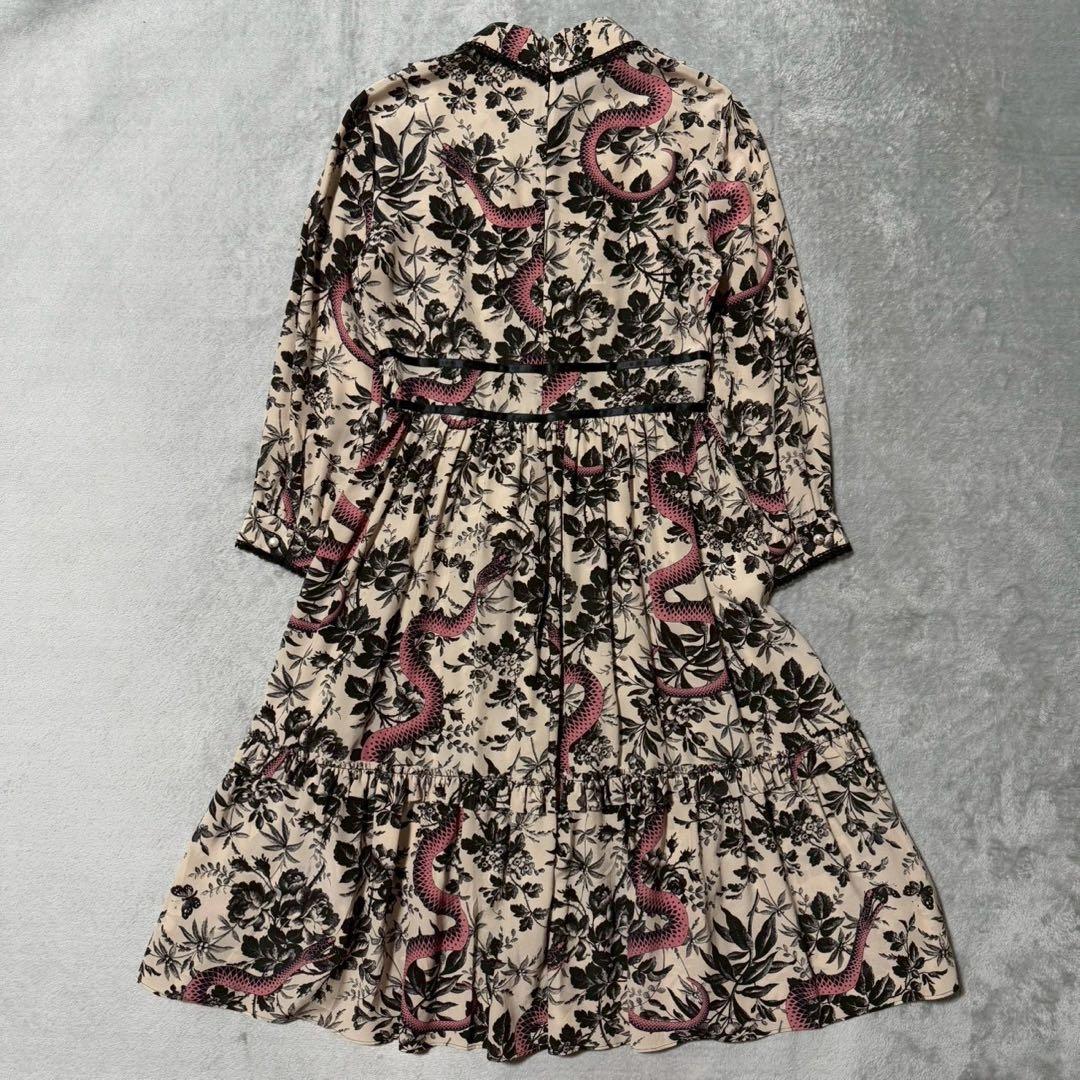 ワンピース GUCCI Flora Snake Print Silk Dress