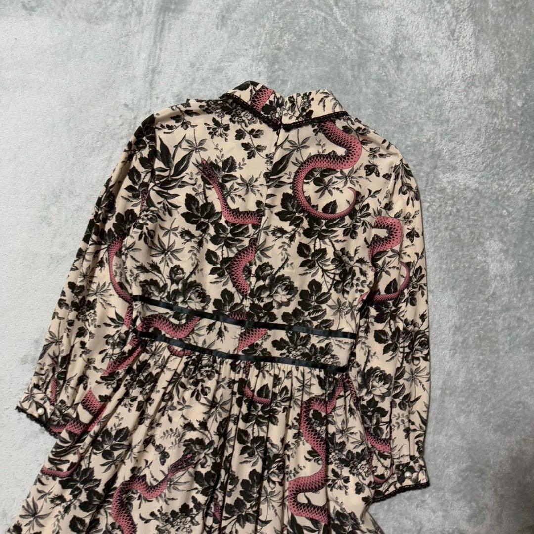 ワンピース GUCCI Flora Snake Print Silk Dress