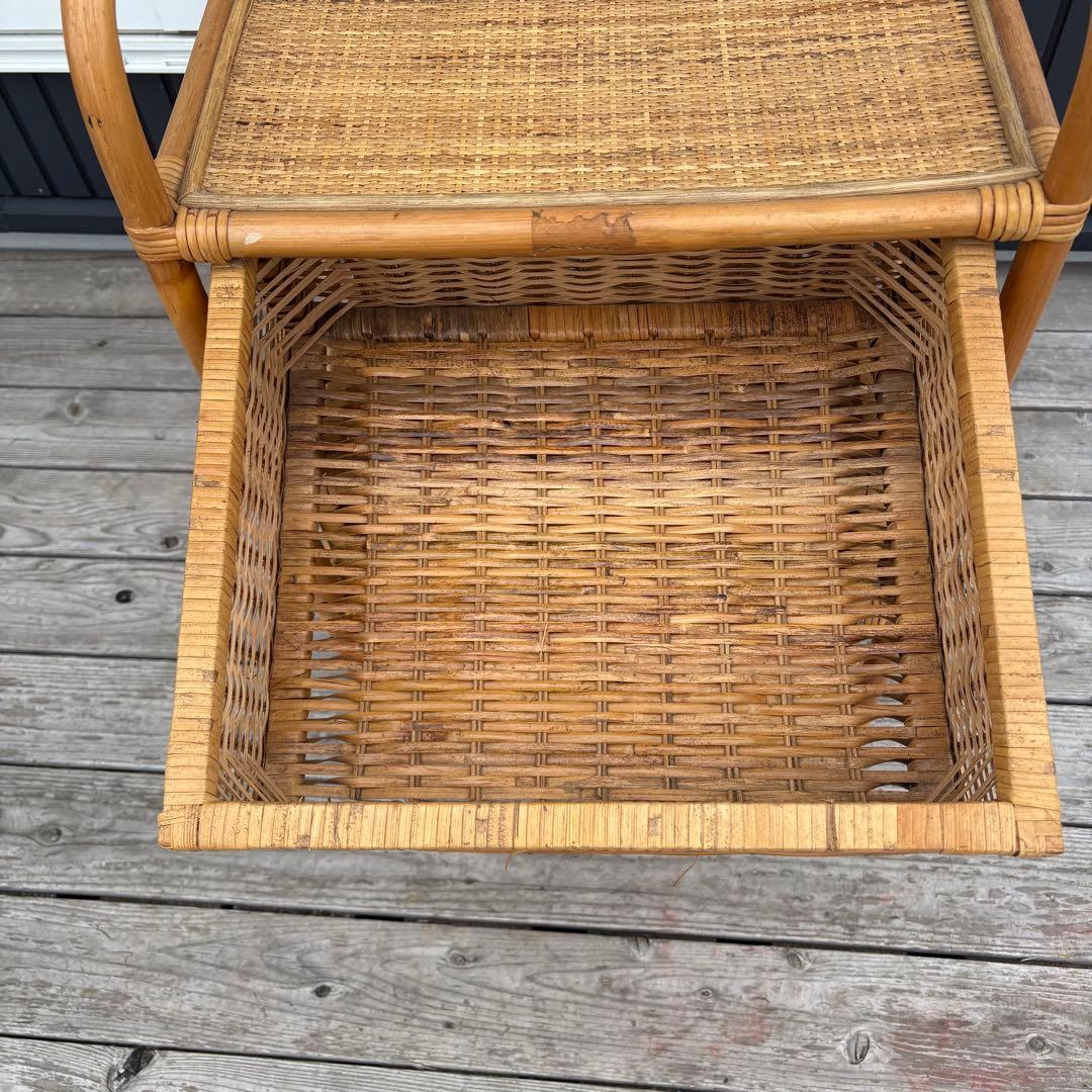 昭和レトロ ラタン 籐製 3段チェスト 収納ラック 引き出し ビンテージ 古家具