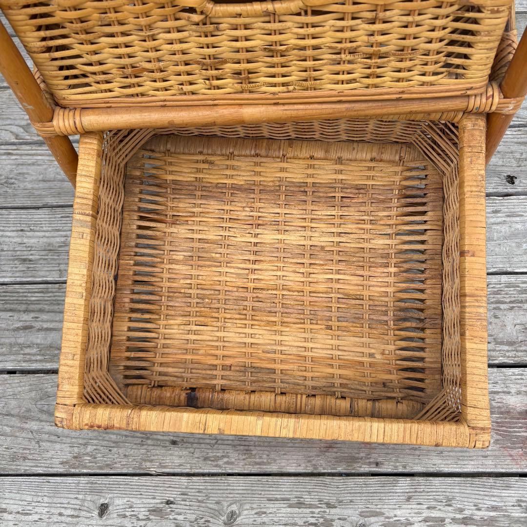 昭和レトロ ラタン 籐製 3段チェスト 収納ラック 引き出し ビンテージ 古家具