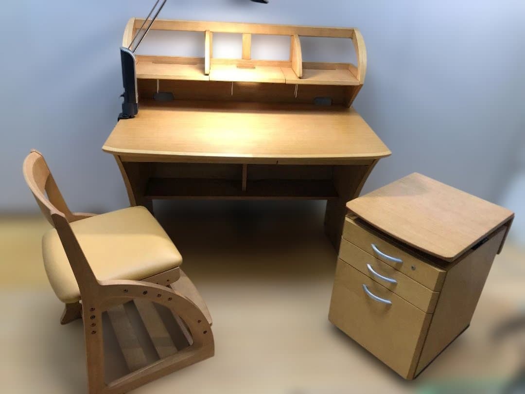 ①デスク　料無料 カリモク 学習机4点セット ナチュラル 勉強机　88321