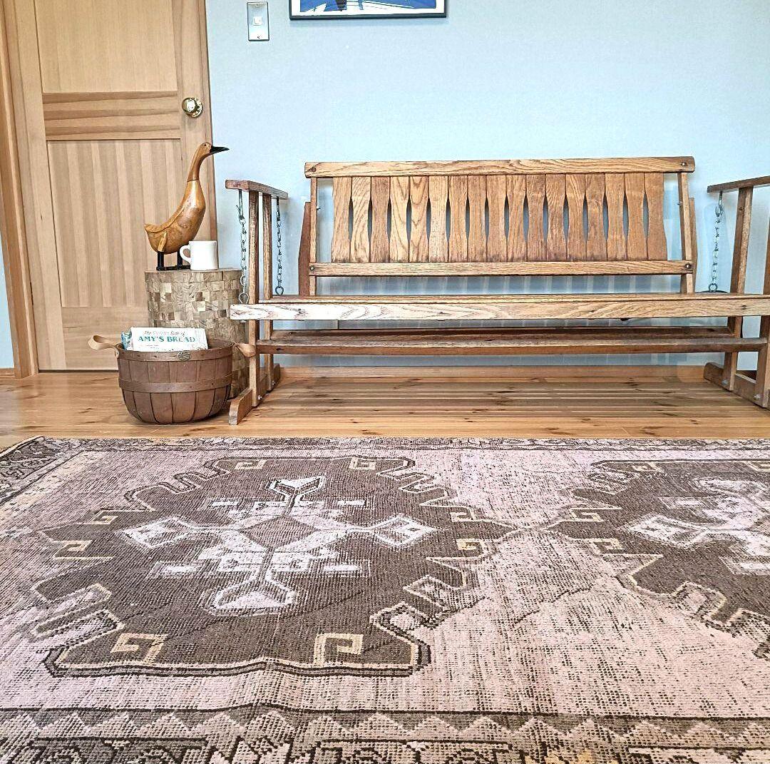 【訳あり特価】L312cm スモーキー オーバーダイ　トルコ製ヴィンテージラグ