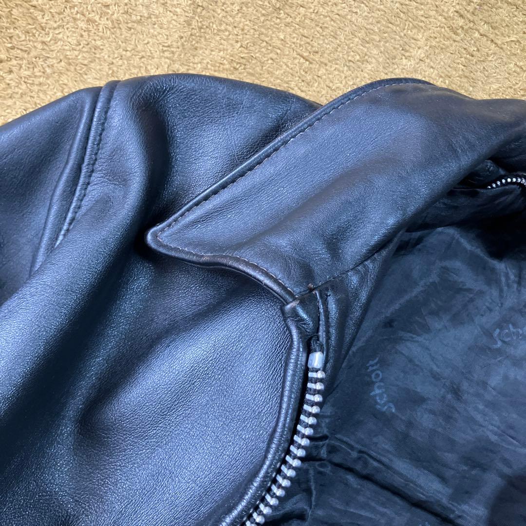 schott サイズ36茶芯 ブラックレザーシングルライダースジャケット