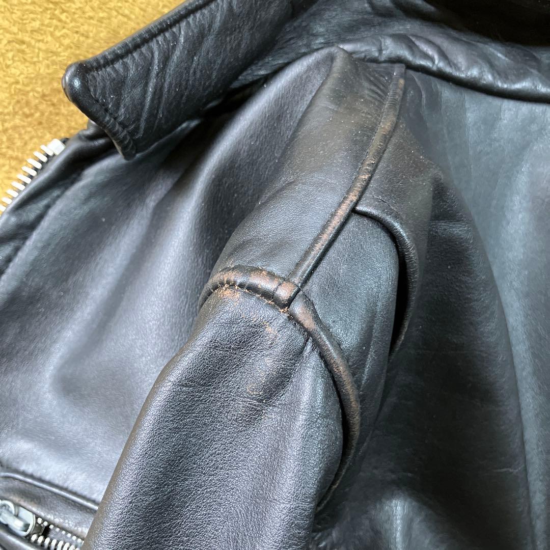 schott サイズ36茶芯 ブラックレザーシングルライダースジャケット