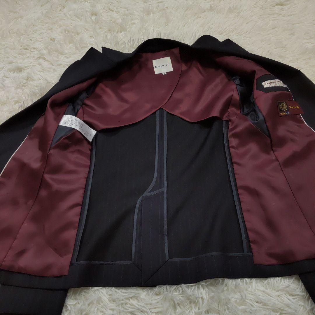 クミキョク 生地 YUNSA パンツスーツ ネイビー ストライプ サイズ2 M