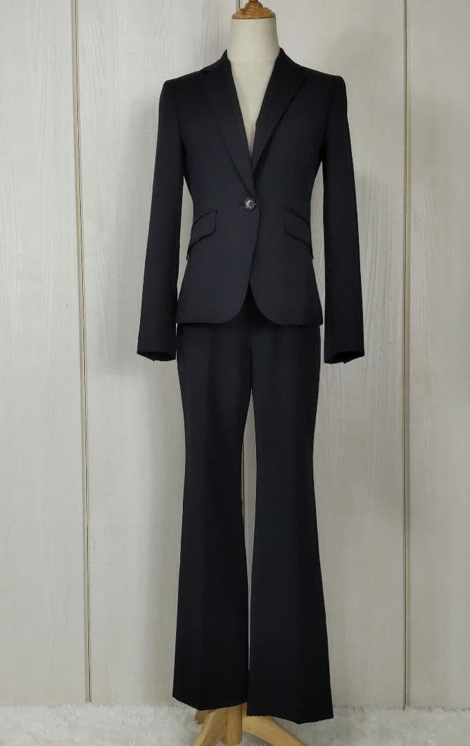 クミキョク 生地 YUNSA パンツスーツ ネイビー ストライプ サイズ2 M