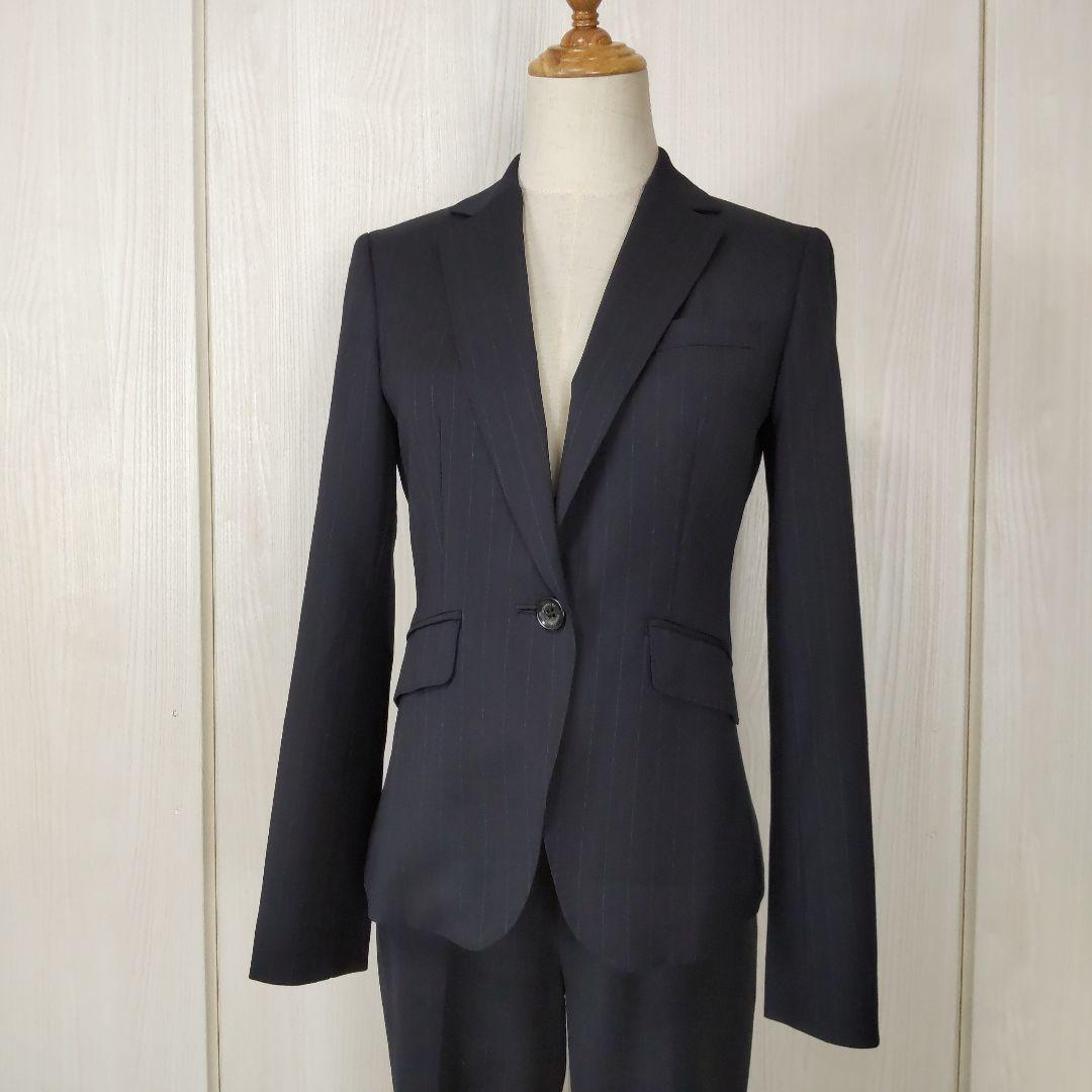クミキョク 生地 YUNSA パンツスーツ ネイビー ストライプ サイズ2 M