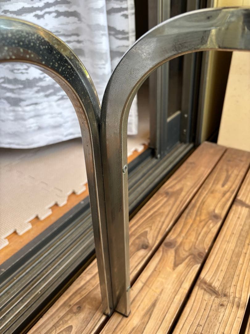 昭和レトロ　 アンティーク　アイアンフレーム ガラステーブル