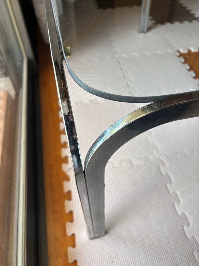 昭和レトロ　 アンティーク　アイアンフレーム ガラステーブル