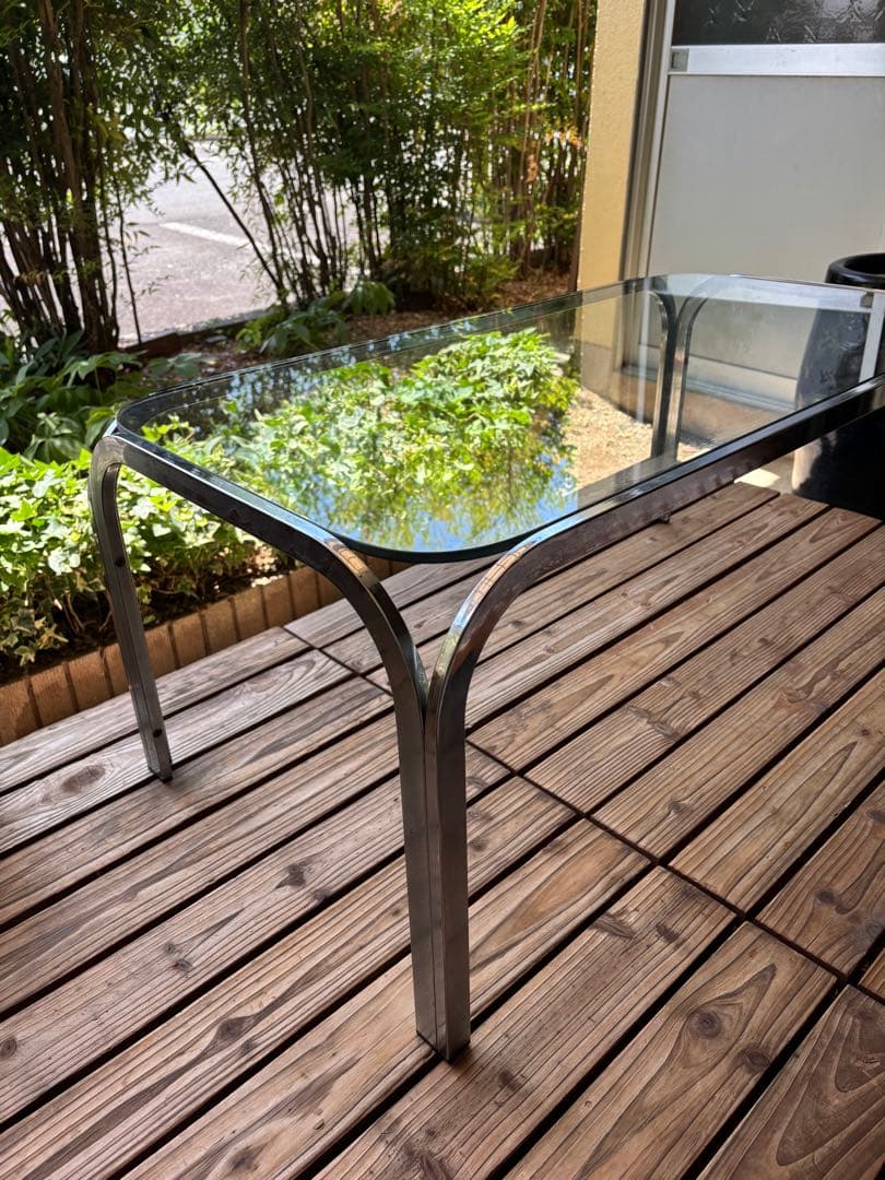 昭和レトロ　 アンティーク　アイアンフレーム ガラステーブル