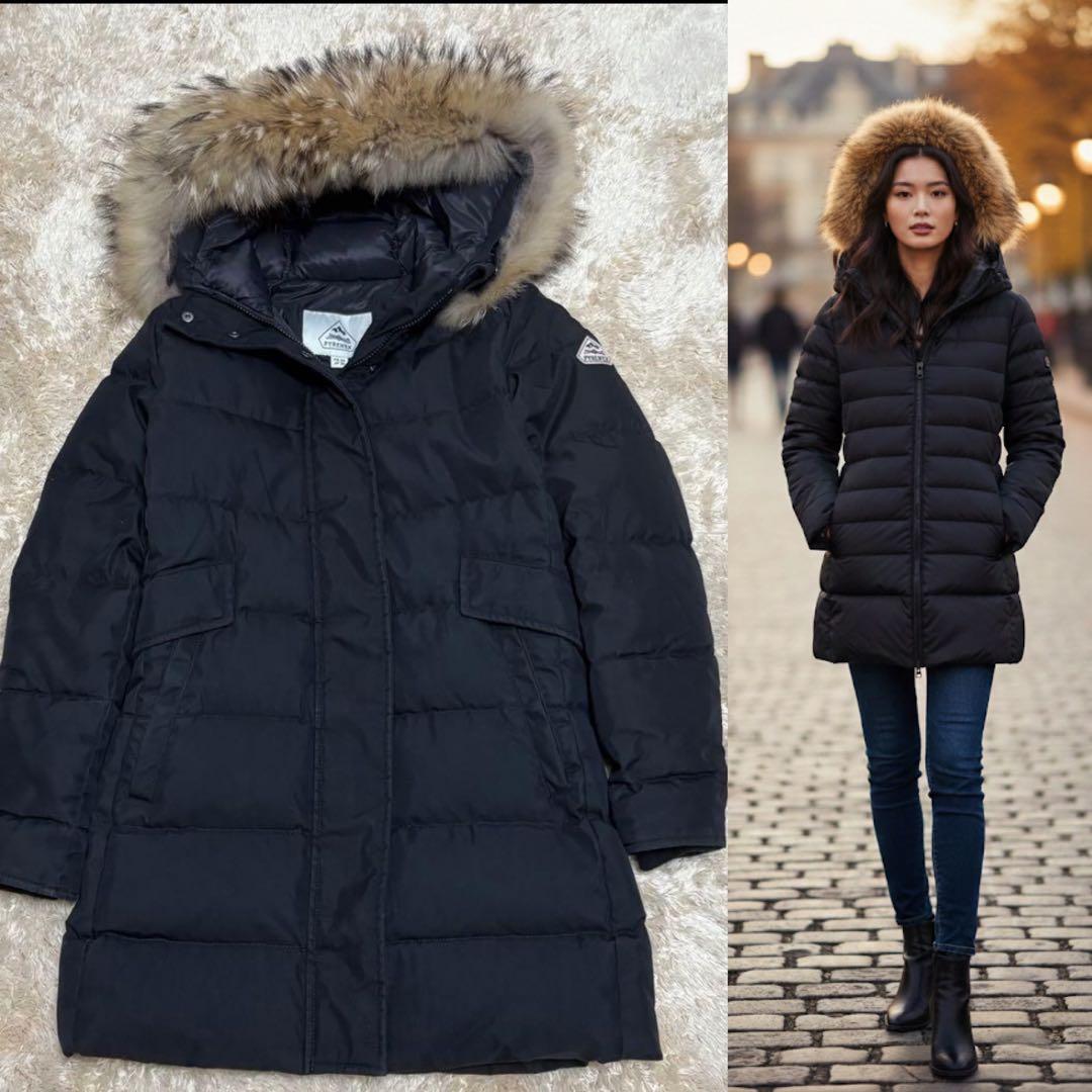 ✨極美品✨ピレネックス グルノーブル リアルファー ダウンコート 36 ブラック