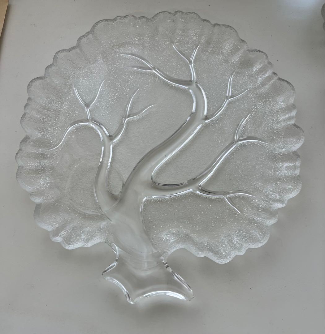 アメリカ ヴィンテージ ガラス リーフプレート カップ 3セット＋プレート1枚