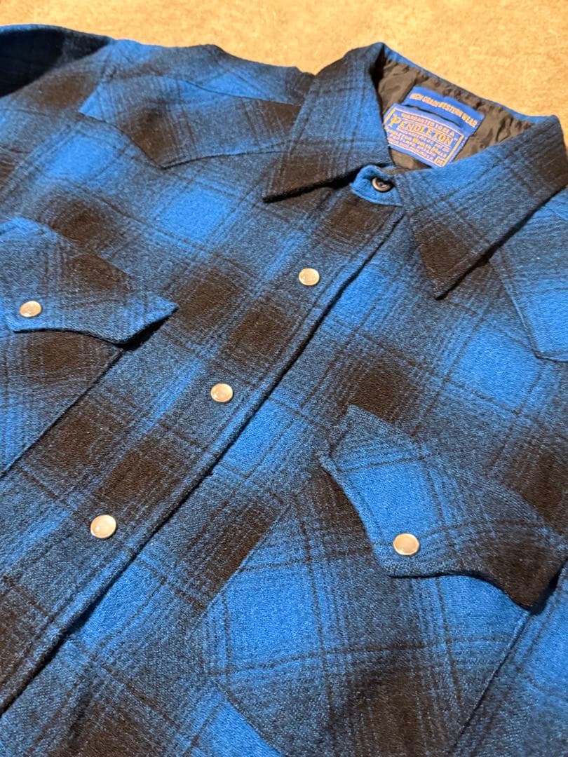 PENDLETON ウールシャツ オンブレ usa製　青黒 ウエスタン