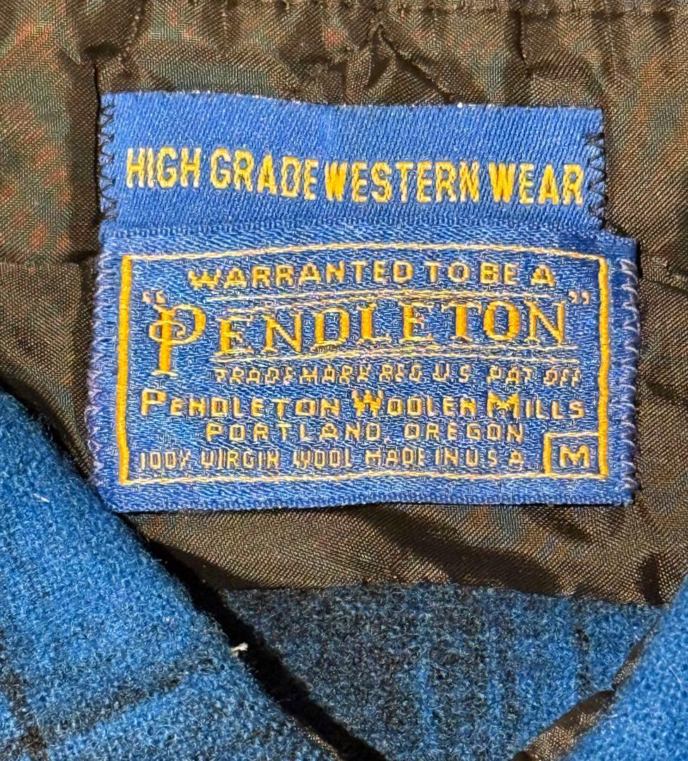 PENDLETON ウールシャツ オンブレ usa製　青黒 ウエスタン