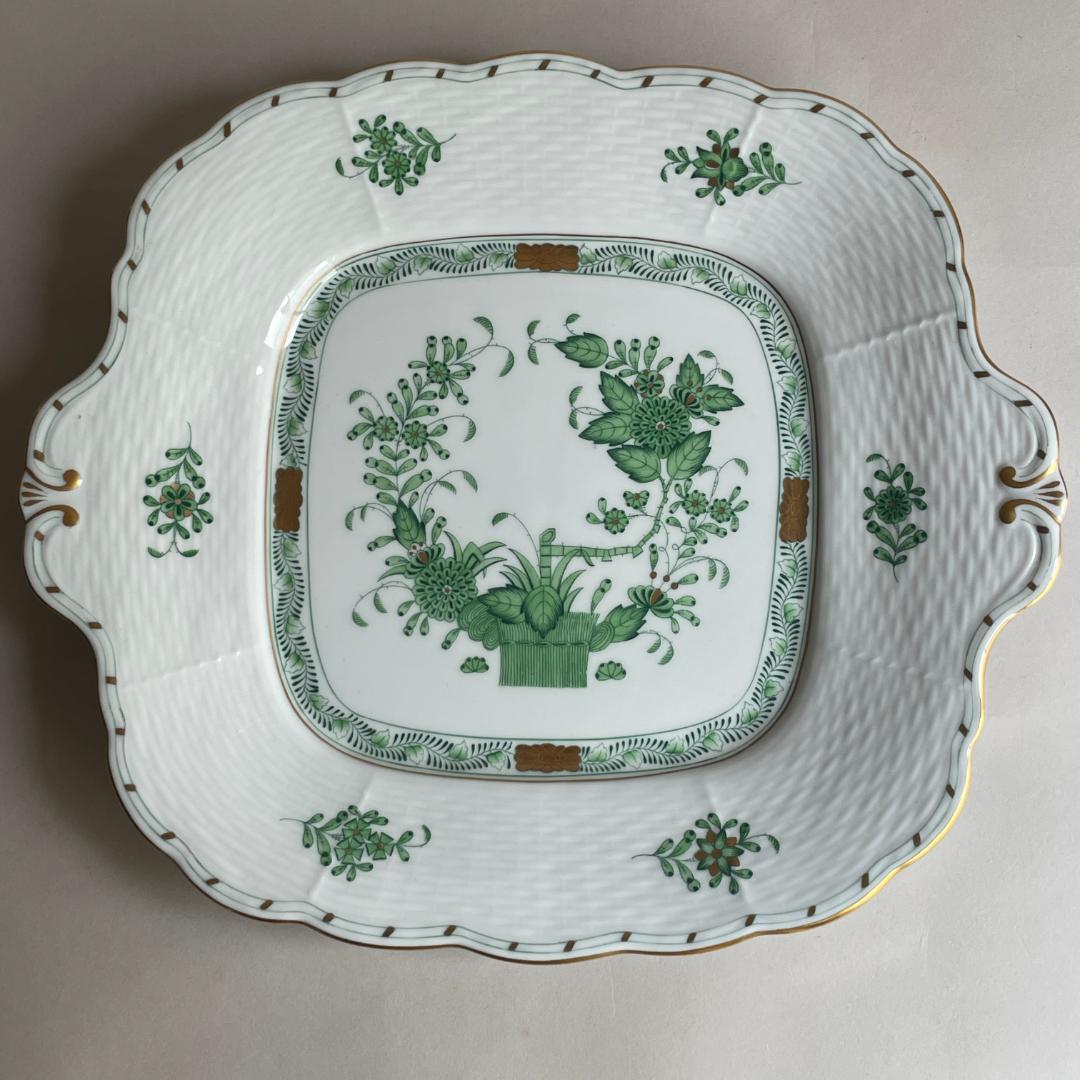 ヘレンド インドの華 スクエアプレート 耳付き