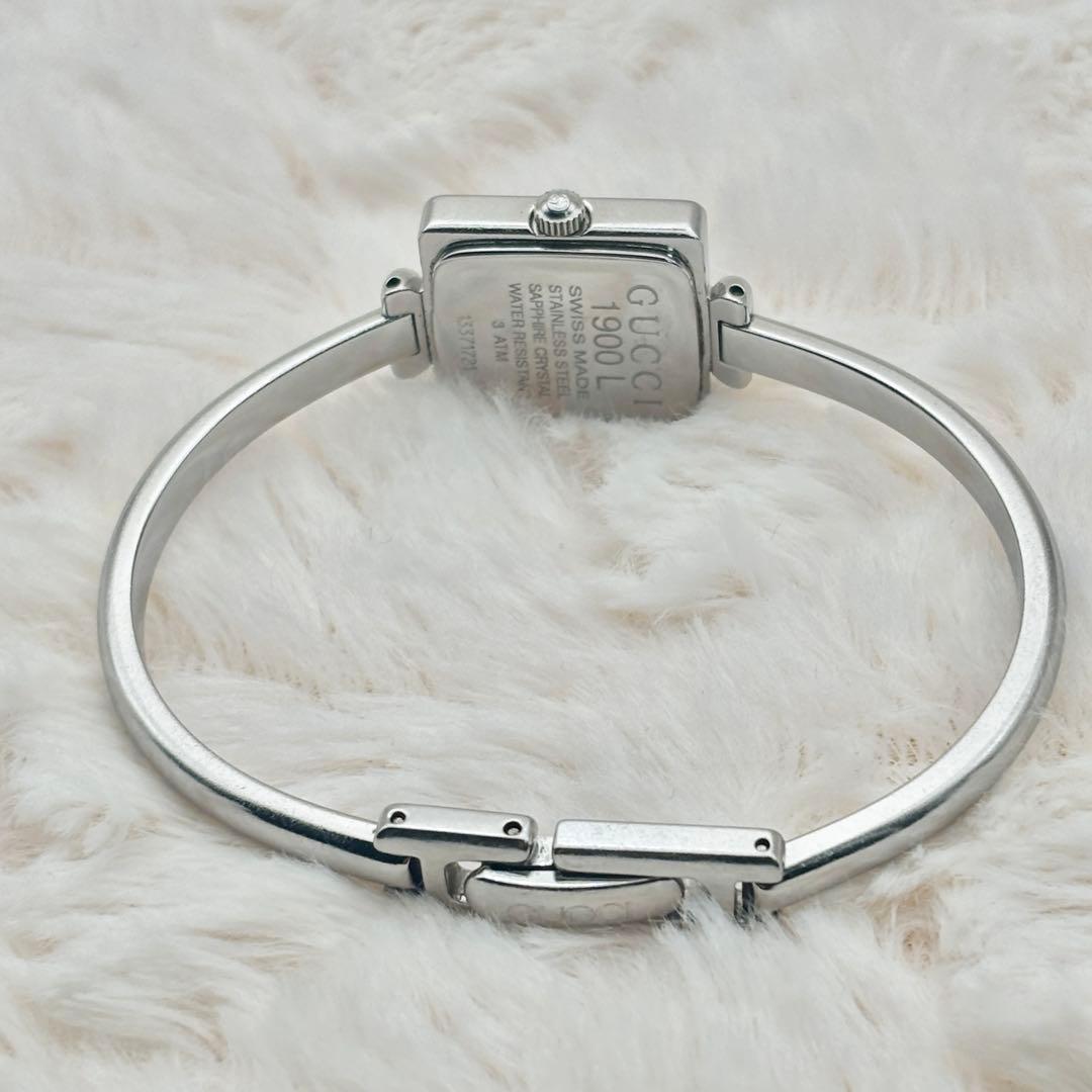 新品電池 GUCCI 1900L シルバー 稼働品 バングルウォッチ