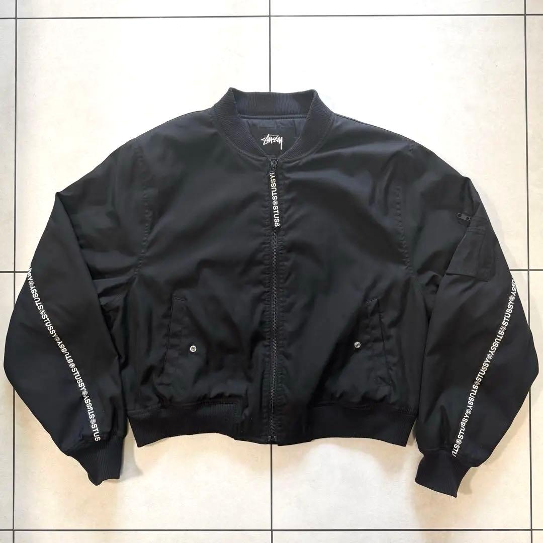 STUSSY MA-1 サイドライン ロゴテープ ジャケット 短丈