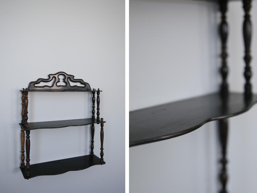 フランスアンティーク木製ウォールシェルフ/壁掛けラック/飾り棚(90-230)