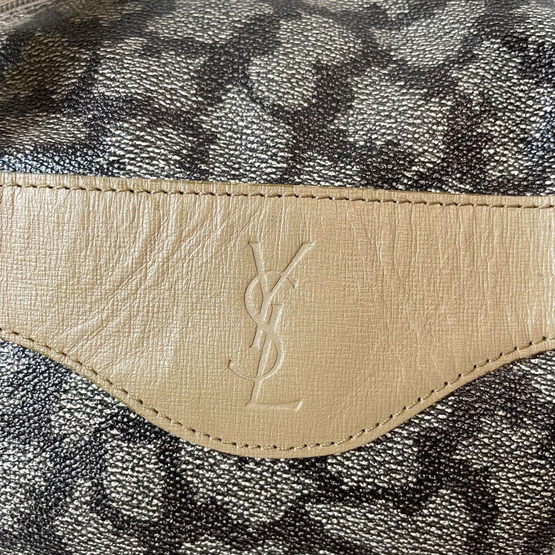希少 YSL イヴサンローラン☆ジラフ柄 PVC ヴィンテージ ボストンバッグ