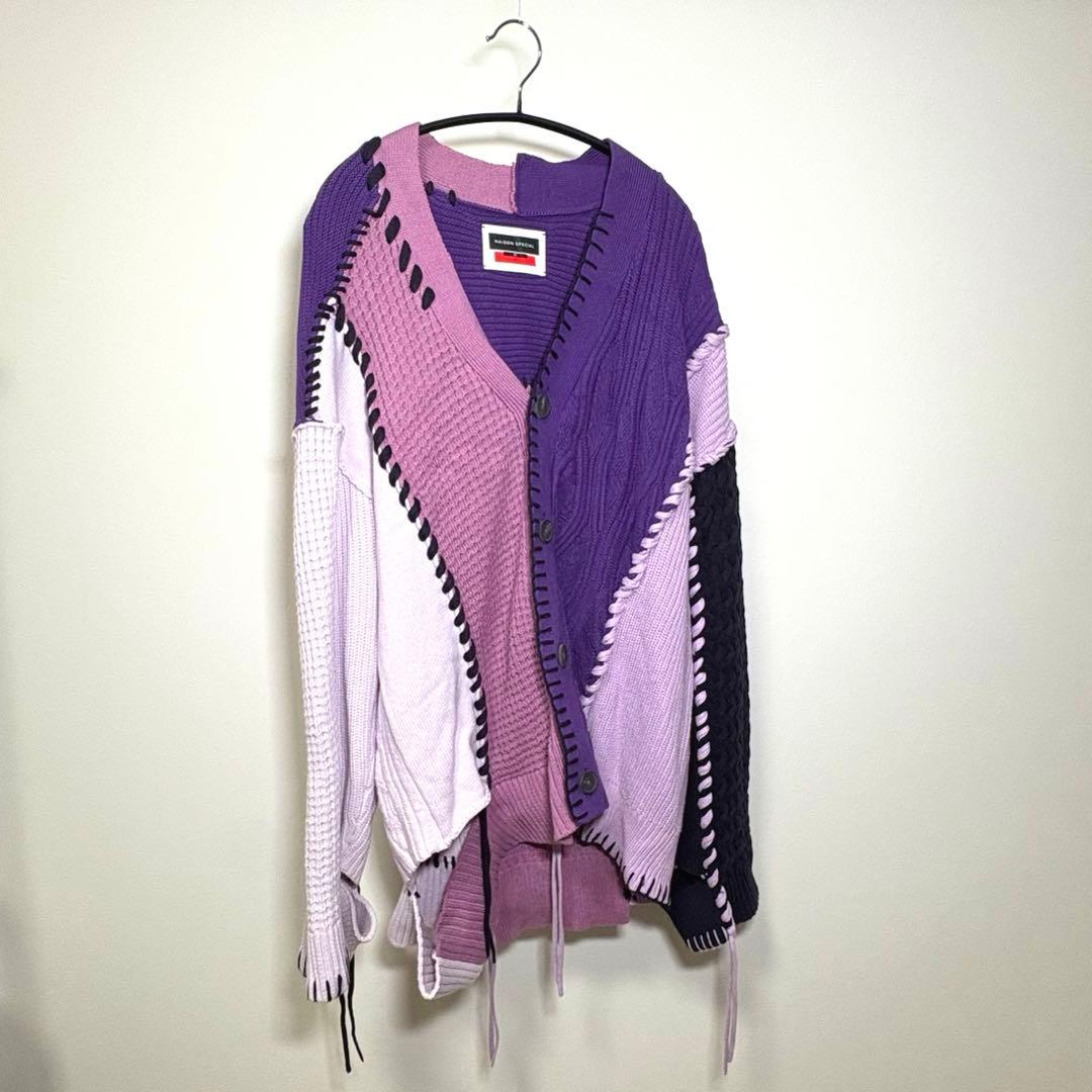 MAISON SPECIAL 鬼ワッフルクレイジーパッチワークニットカーディガン