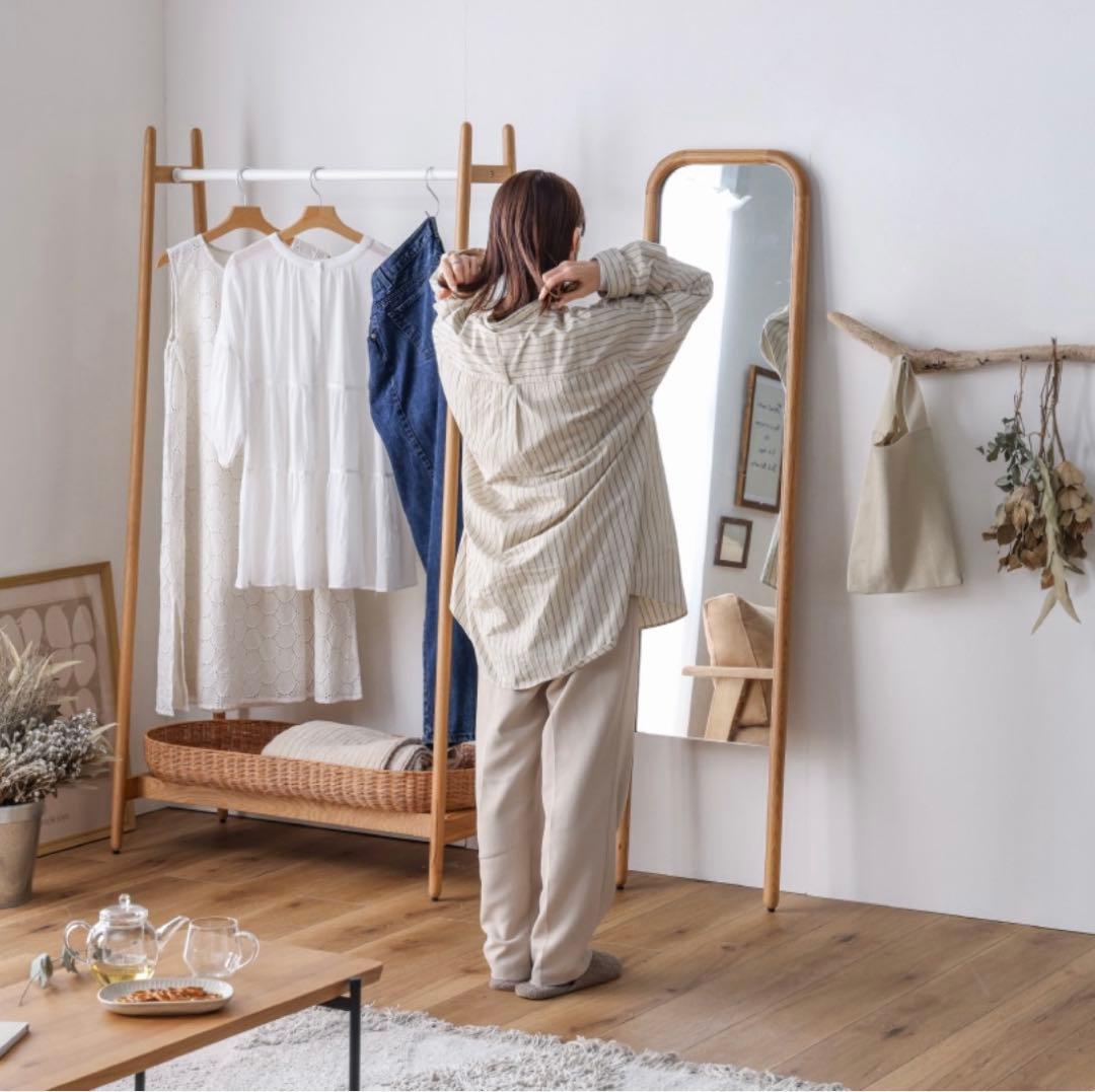 新品☆姿見 全身鏡　ウォールミラー　天然木ミラー