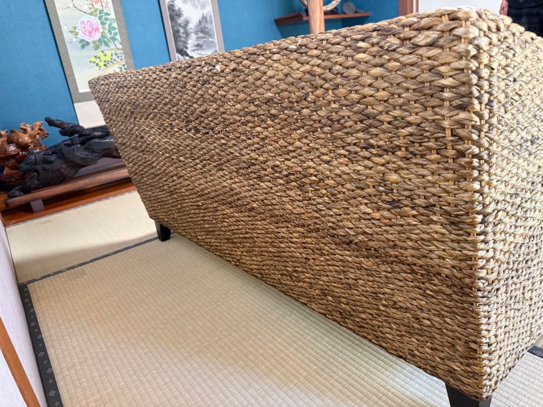 ラタン L字型ソファセットとコーヒーテーブル