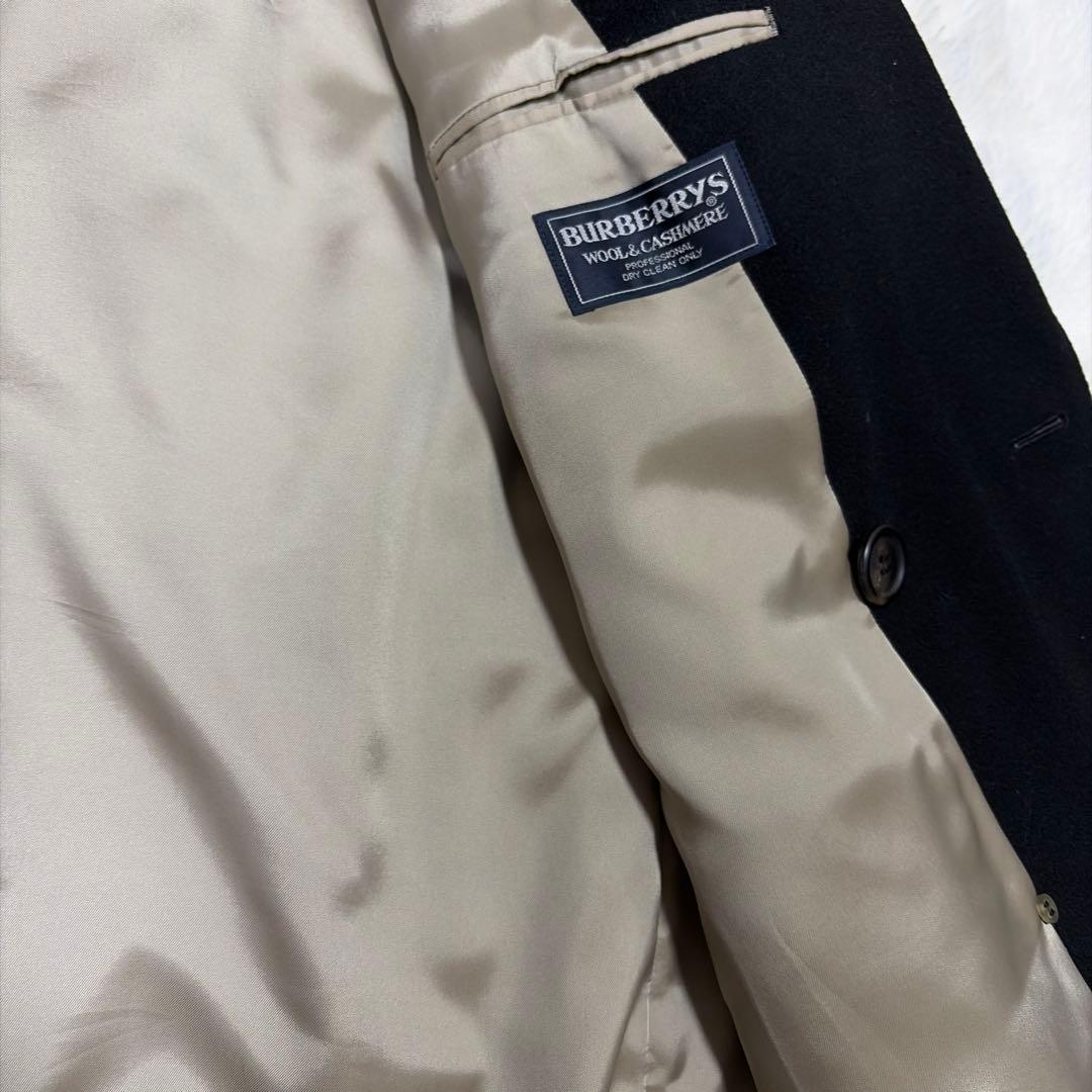 高級 極美品 BURBERRY バーバリー ウール×カシミヤ ダブルコート