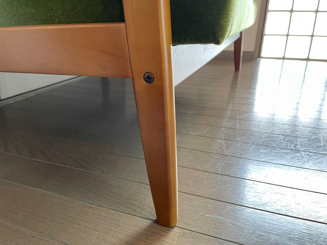 カリモク60Kチェア　2シーター　ソファ　モケットグリーン