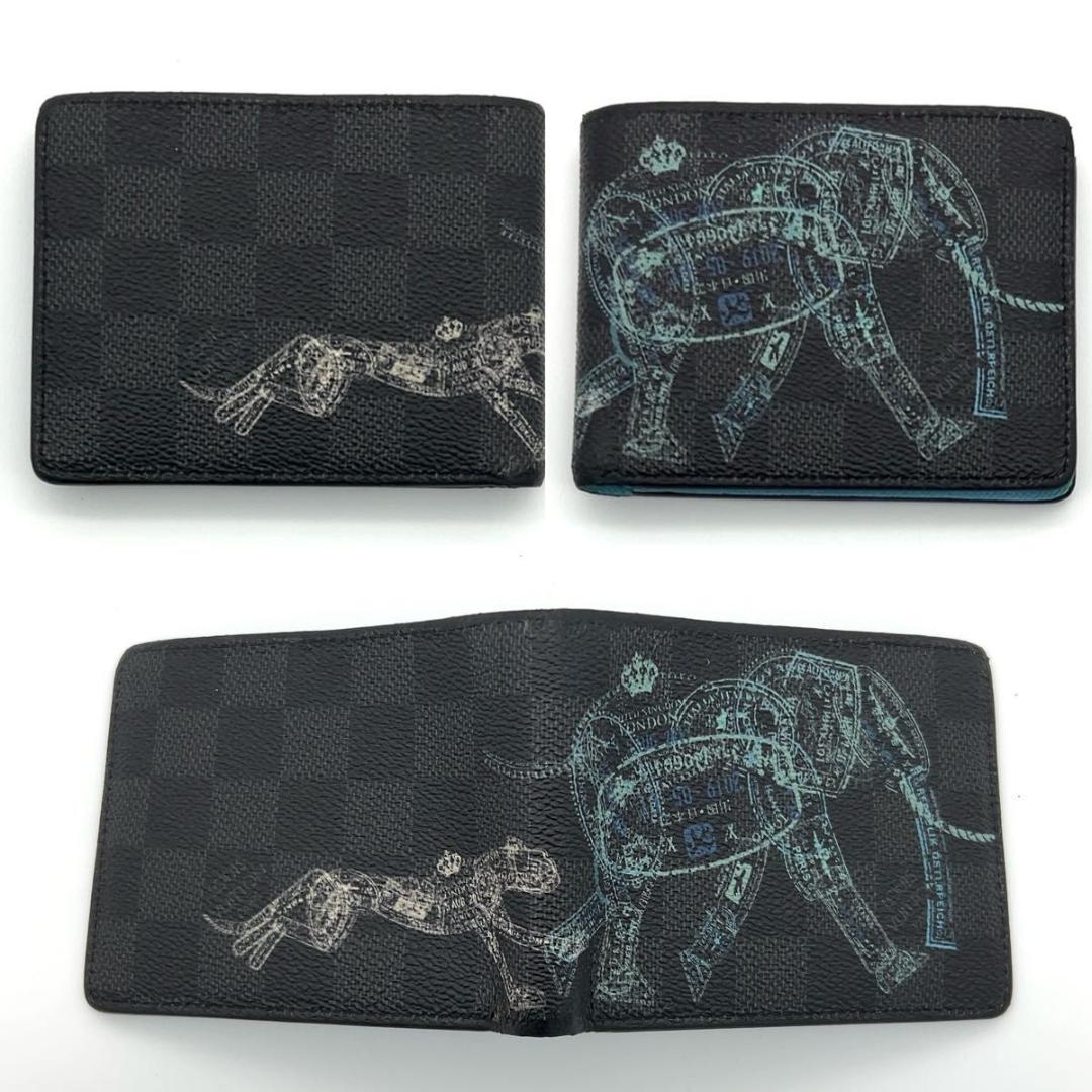 ルイヴィトン グラフィット 二つ折り財布 スレンダー アニマル IC搭載