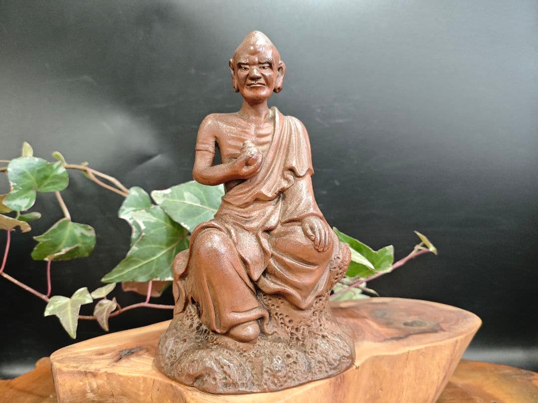 備前焼 羅漢像 陶仏 古作 備前森製陶所 時代物A016